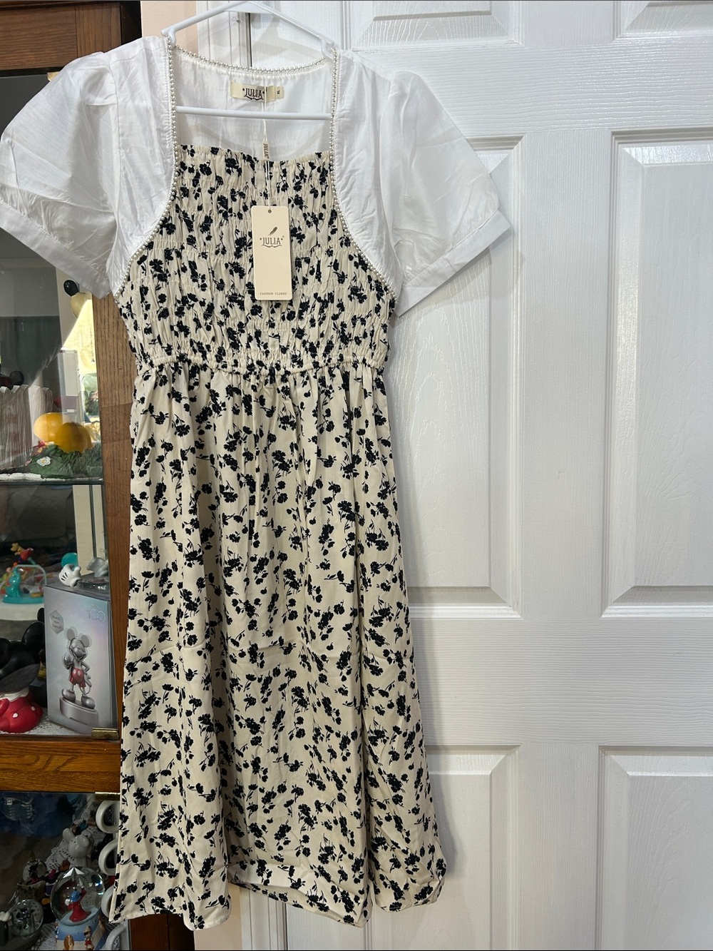 Cream Floral Sundress with White Bolero by JULIA